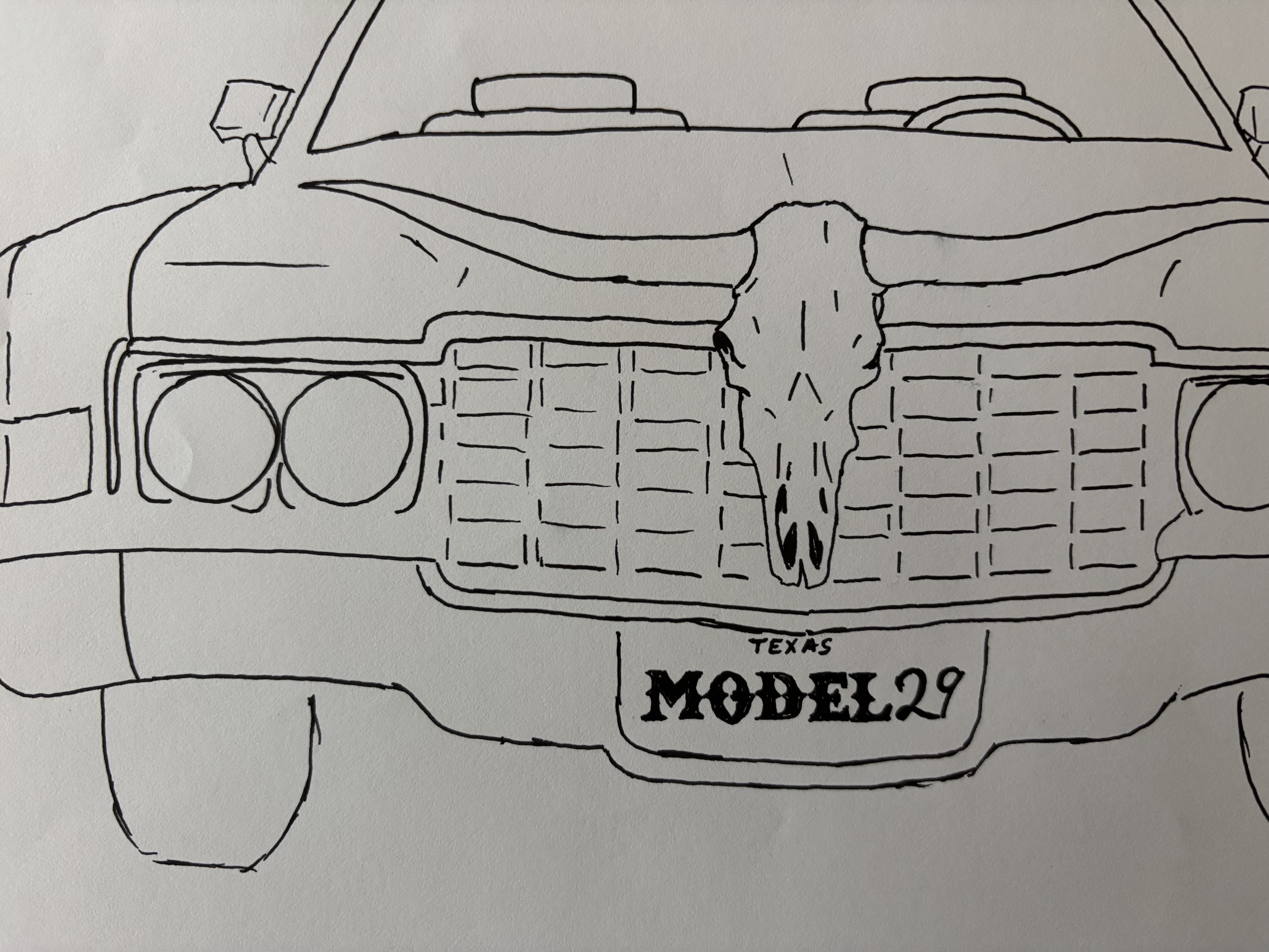 Cadillac Skull Drawing